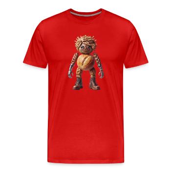 Bot de pain croustillant - T-shirt bio Premium Homme - rouge - Devant - Damien (186cm)