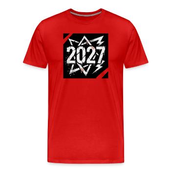 Flash Graphic année 2027 - T-shirt bio Premium Homme - rouge - Devant - Damien (186cm)