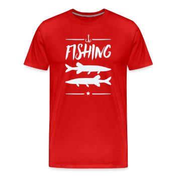 Motif du pêcheur : Silhouettes de pêche - T-shirt bio Premium Homme - rouge - Devant - Damien (186cm)