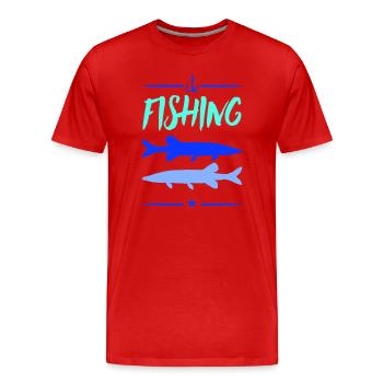 Pêche dans les silhouettes du lac - T-shirt bio Premium Homme - rouge - Devant - Damien (186cm)