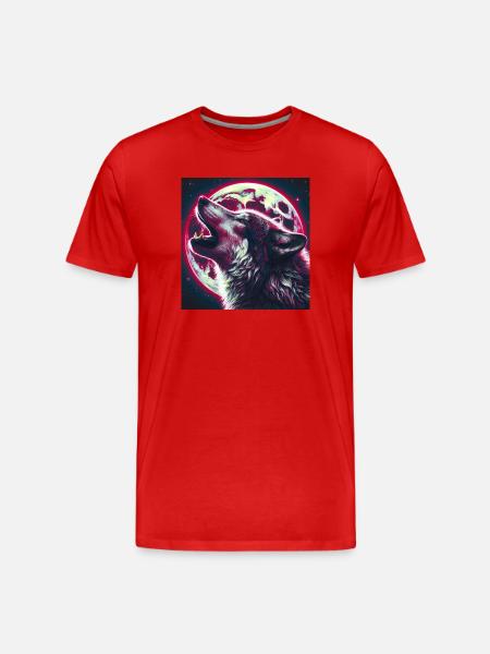 Wolf howls at the Full Moon - Men's Premium Organic T-Shirt - red
