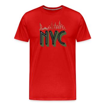 Silhouette de la Skyline de New York - T-shirt bio Premium Homme - rouge - Devant - Damien (186cm)