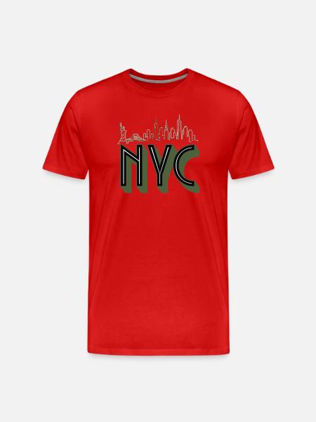 NYC Skyline Silhouette - Men's Premium Organic T-Shirt - red