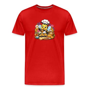 Chef abeille au petit-déjeuner - T-shirt bio Premium Homme - rouge - Devant - Damien (186cm)