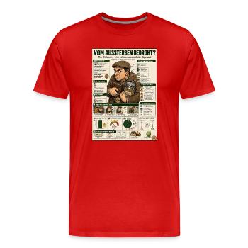 Der Geizhals – jeder Cent zählt - Männer Premium Bio T-Shirt - Rot - Vorne - Damien (186cm)