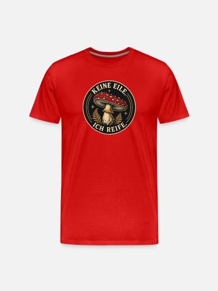Keine Eile Pilz Badge - Männer Premium Bio T-Shirt - Rot