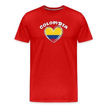 Colombian Flag Colombia Heart Patriotic - Men's Premium Organic T-Shirt - red - Front - Damien (186cm)