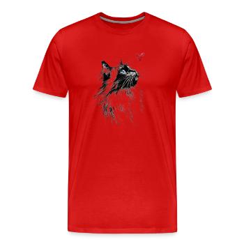 Cadeau de chat en forme d’aquarelle en forme de cœur pour chat - T-shirt bio Premium Homme - rouge - Devant - Damien (186cm)