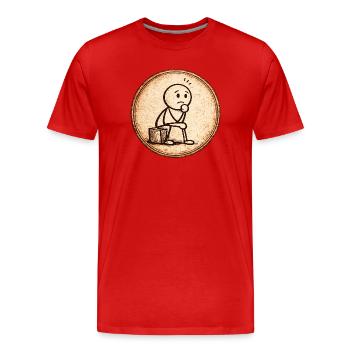 Sketch du Penseur Sépia - T-shirt bio Premium Homme - rouge - Devant - Damien (186cm)