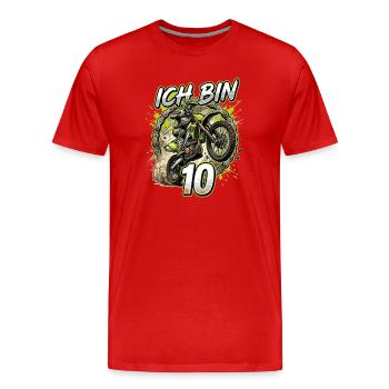 Ich bin 10 Motocross - Männer Premium Bio T-Shirt - Rot - Vorne - Damien (186cm)