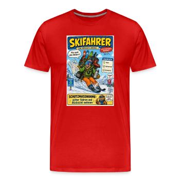 Der Skifahrer – nur noch eine Abfahrt - Männer Premium Bio T-Shirt - Rot - Vorne - Damien (186cm)