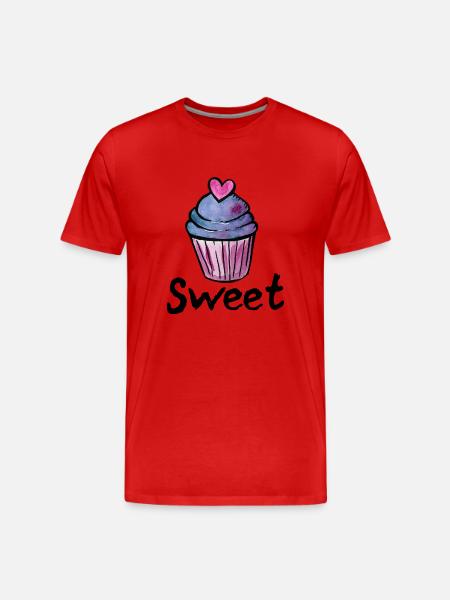 Pastel Cupcake Heart Frosting - Men's Premium Organic T-Shirt - red