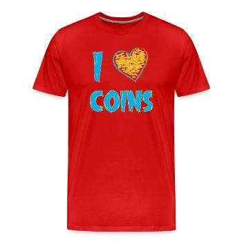 Collectionneur de pièces de monnaie - T-shirt bio Premium Homme - rouge - Devant - Damien (186cm)