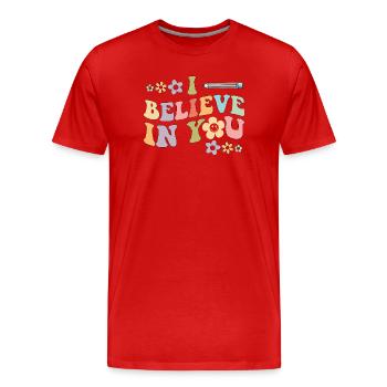 Fleurs rétro Believe In You - T-shirt bio Premium Homme - rouge - Devant - Damien (186cm)
