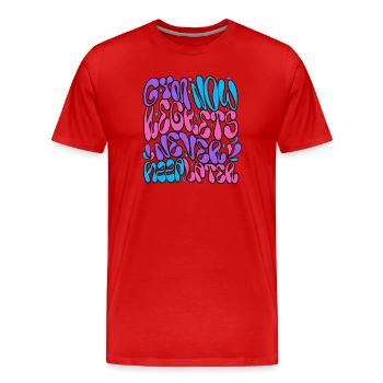 Typographie des bulles psychédéliques néon - T-shirt bio Premium Homme - rouge - Devant - Damien (186cm)