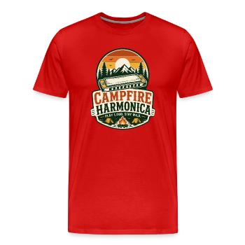 Instrument : Harmonica, Musique de feu de camp, Harmonica - T-shirt bio Premium Homme - rouge - Devant - Damien (186cm)