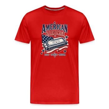 Instrument : Harmonica, musique country, harmonica - T-shirt bio Premium Homme - rouge - Devant - Damien (186cm)