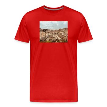 Villes labyrinthiques de pierres - T-shirt bio Premium Homme - rouge - Devant - Damien (186cm)