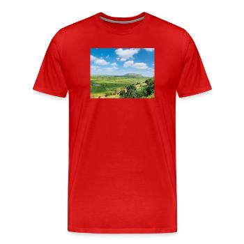 Paysage steppe avec un lac - T-shirt bio Premium Homme - rouge - Devant - Damien (186cm)