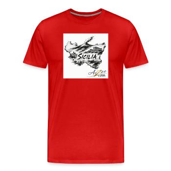 AZZO Sizilien Skizzenkarte - Männer Premium Bio T-Shirt - Rot - Vorne - Damien (186cm)