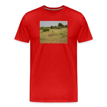Cerfs dans l’herbe de la steppe - T-shirt bio Premium Homme - rouge - Devant - Damien (186cm)