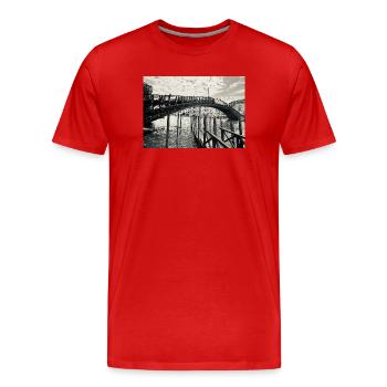 Pont vénitien noir et blanc sur l’eau - T-shirt bio Premium Homme - rouge - Devant - Damien (186cm)
