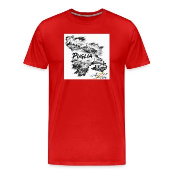 Azzo Puglia Skizzenkarte  - Männer Premium Bio T-Shirt - Rot - Vorne - Damien (186cm)