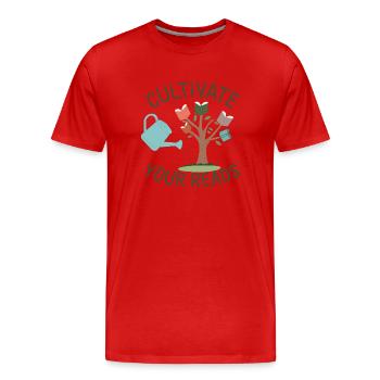 Jardin de lecture : Cultivez la lecture - T-shirt bio Premium Homme - rouge - Devant - Damien (186cm)