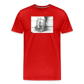 Croquis en seau en noir et blanc - T-shirt bio Premium Homme - rouge - Devant - Damien (186cm)