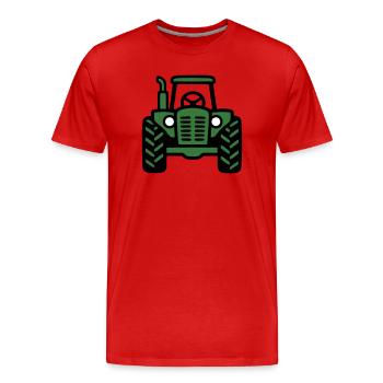 Logo de vue frontale du tracteur - T-shirt bio Premium Homme - rouge - Devant - Damien (186cm)