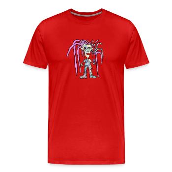 Patchwork de Héros aux tentacules pastel - T-shirt bio Premium Homme - rouge - Devant - Damien (186cm)