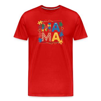 Partie du puzzle MAMA Autisme Cœur Pièces colorées du puzzle - T-shirt bio Premium Homme - rouge - Devant - Damien (186cm)