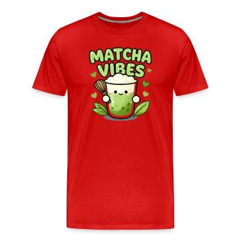 Illustration de tasse Matcha Vibes - T-shirt bio Premium Homme - rouge - Devant - Damien (186cm)