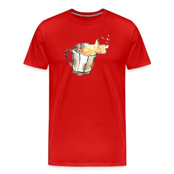 Feu aquarelle tasse de café - T-shirt bio Premium Homme - rouge - Devant - Damien (186cm)