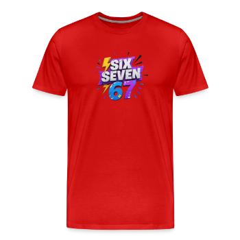 Six Seven 67 - T-shirt bio Premium Homme - rouge - Devant - Damien (186cm)