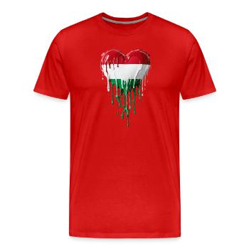 Herz mit ungarischer Flagge - Männer Premium Bio T-Shirt - Rot - Vorne - Damien (186cm)