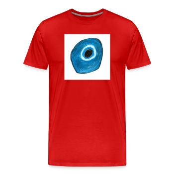 Œil bleu en forme de cercle - T-shirt bio Premium Homme - rouge - Devant - Damien (186cm)