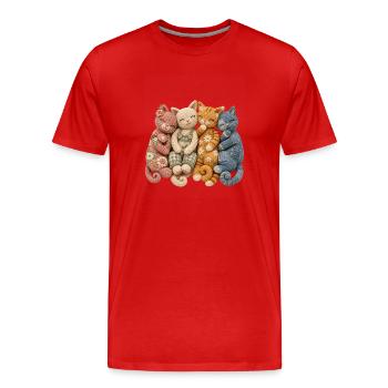 Cadeau Crochet pour les Amateurs de Chats - T-shirt bio Premium Homme - rouge - Devant - Damien (186cm)