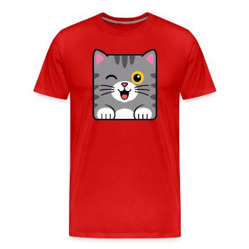 Chat - T-shirt bio Premium Homme - rouge - Devant - Damien (186cm)