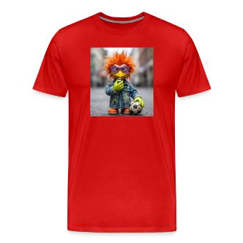 Plume Orange Oiseau Denim Street Style - T-shirt bio Premium Homme - rouge - Devant - Damien (186cm)