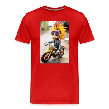 Crazy motorcycle mascot - Men's Premium Organic T-Shirt - red - Front - Damien (186cm)