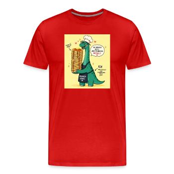 PfannenKönig Dino Pancake - Männer Premium Bio T-Shirt - Rot - Vorne - Damien (186cm)
