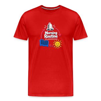Routine du matin : Enseignant de classe de retour à l’école - T-shirt bio Premium Homme - rouge - Devant - Damien (186cm)
