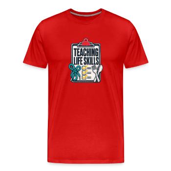 Enseignement des compétences de vie en éducation spécialisée, Enseignant Li - T-shirt bio Premium Homme - rouge - Devant - Damien (186cm)