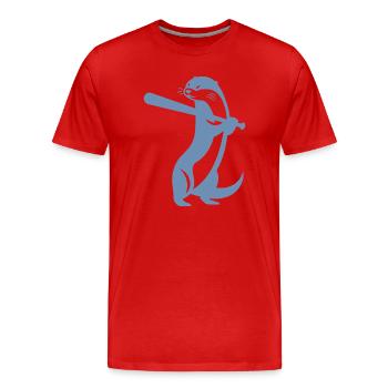 Otter Baseball Silhouette - T-shirt bio Premium Homme - rouge - Devant - Damien (186cm)