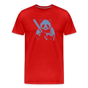 Silhouette minimaliste du joueur de baseball Panda - T-shirt bio Premium Homme - rouge - Devant - Damien (186cm)