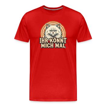 Ihr könnt mich mal - Persische Katze - Männer Premium Bio T-Shirt - Rot - Vorne - Damien (186cm)