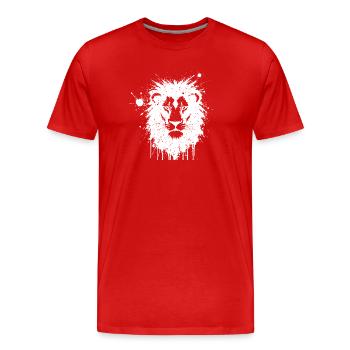 Löwe in weißen Tintentropfen - Männer Premium Bio T-Shirt - Rot - Vorne - Damien (186cm)