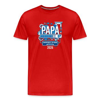 Papa Chargement En Cours 2026 Cadeau Futur Papa - T-shirt bio Premium Homme - rouge - Devant - Damien (186cm)