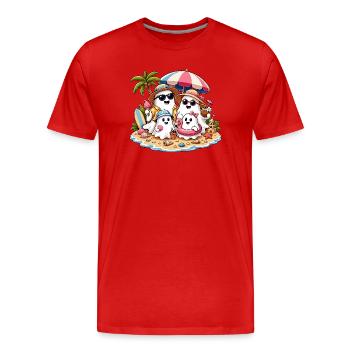 Sommer Geister am Strand - Männer Premium Bio T-Shirt - Rot - Vorne - Damien (186cm)
